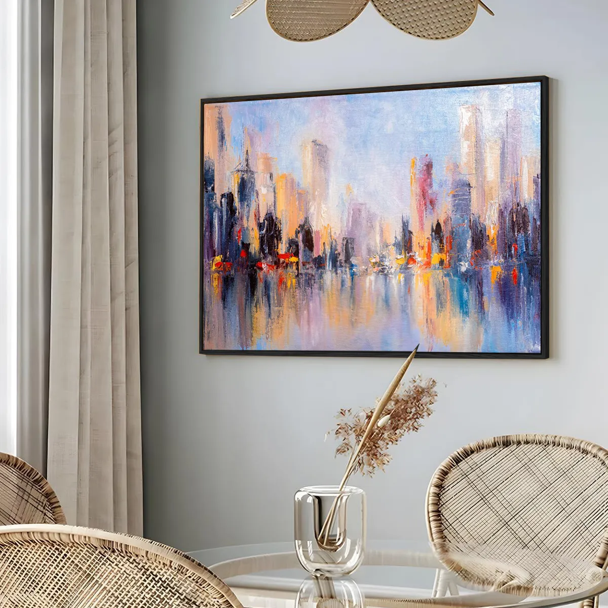 Eurotex Abstract City, Framed Canvas Wall Paintings for living room (24x36 In) Eurotex