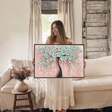 Eurotex White Flowers Tree, Framed Canvas Printed Wall Art (24x36 In) Eurotex