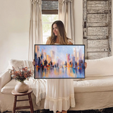 Eurotex Abstract City, Framed Canvas Wall Paintings for living room (24x36 In) Eurotex
