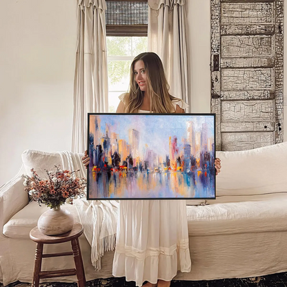 Eurotex Abstract City, Framed Canvas Wall Paintings for living room (24x36 In) Eurotex