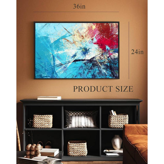 Eurotex Red & Blue, Framed Abstract Canvas Wall Art for Bedroom (36x24 In) Eurotex
