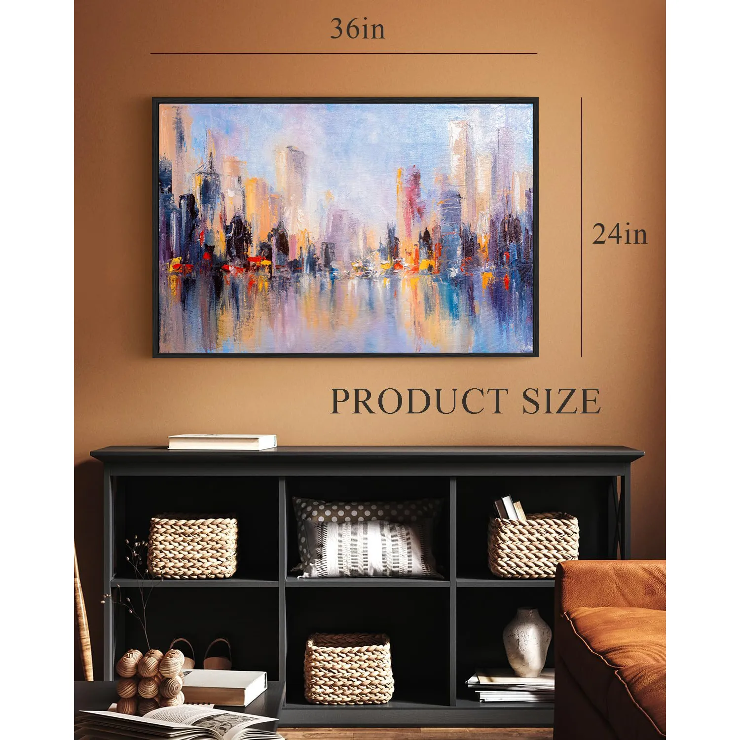 Eurotex Abstract City, Framed Canvas Wall Paintings for living room (24x36 In) Eurotex