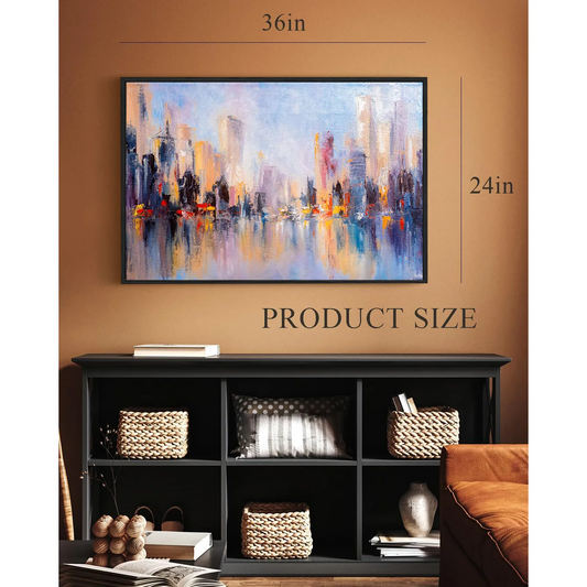 Eurotex Abstract City, Framed Canvas Wall Paintings for living room (24x36 In) Eurotex
