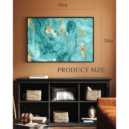 Eurotex Turquoise Marble Texture, Framed Wall Painting for Room (24x36 In) Eurotex