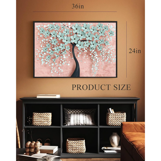 Eurotex White Flowers Tree, Framed Canvas Printed Wall Art (24x36 In) Eurotex