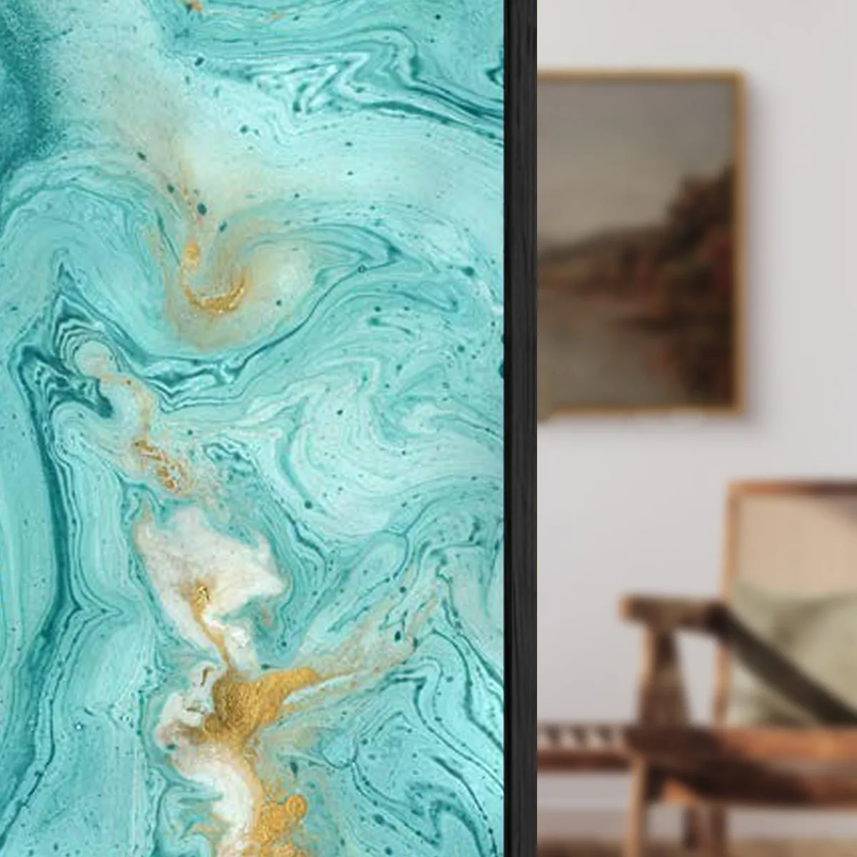Eurotex Turquoise Marble Texture, Framed Wall Painting for Room (24x36 In) Eurotex