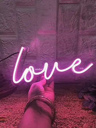 Neon Sign Board for Bedroom, Living Room, Gaming Room Decor, Gift for Birthday and Anniversary (Love)