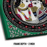 Radhe Krishna, Madhubani Painting, Framed Abstract Canvas Wall Art for Bedroom Eurotex