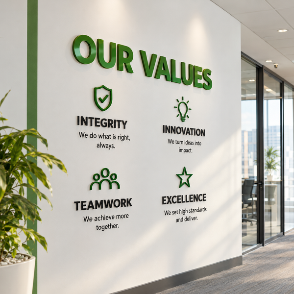 Company Values Wall Panel – Custom 48x24 Inch