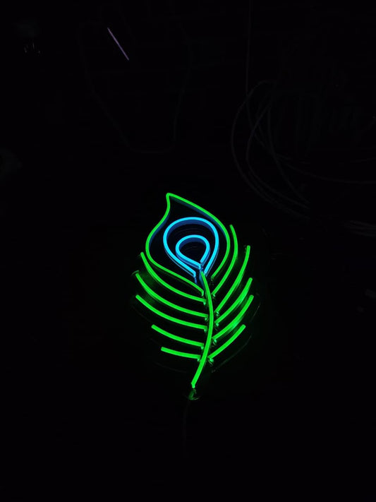 Neon Sign Board for Bedroom, Living Room, Gaming Room Decor, Gift for Birthday and Anniversary (Peacock Feather)