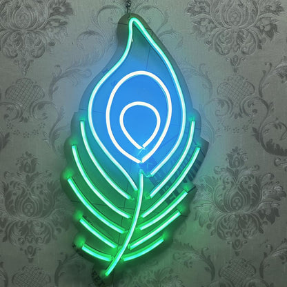 Neon Sign Board for Bedroom, Living Room, Gaming Room Decor, Gift for Birthday and Anniversary (Peacock Feather)