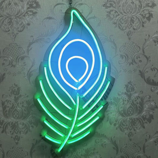 Neon Sign Board for Bedroom, Living Room, Gaming Room Decor, Gift for Birthday and Anniversary (Peacock Feather)