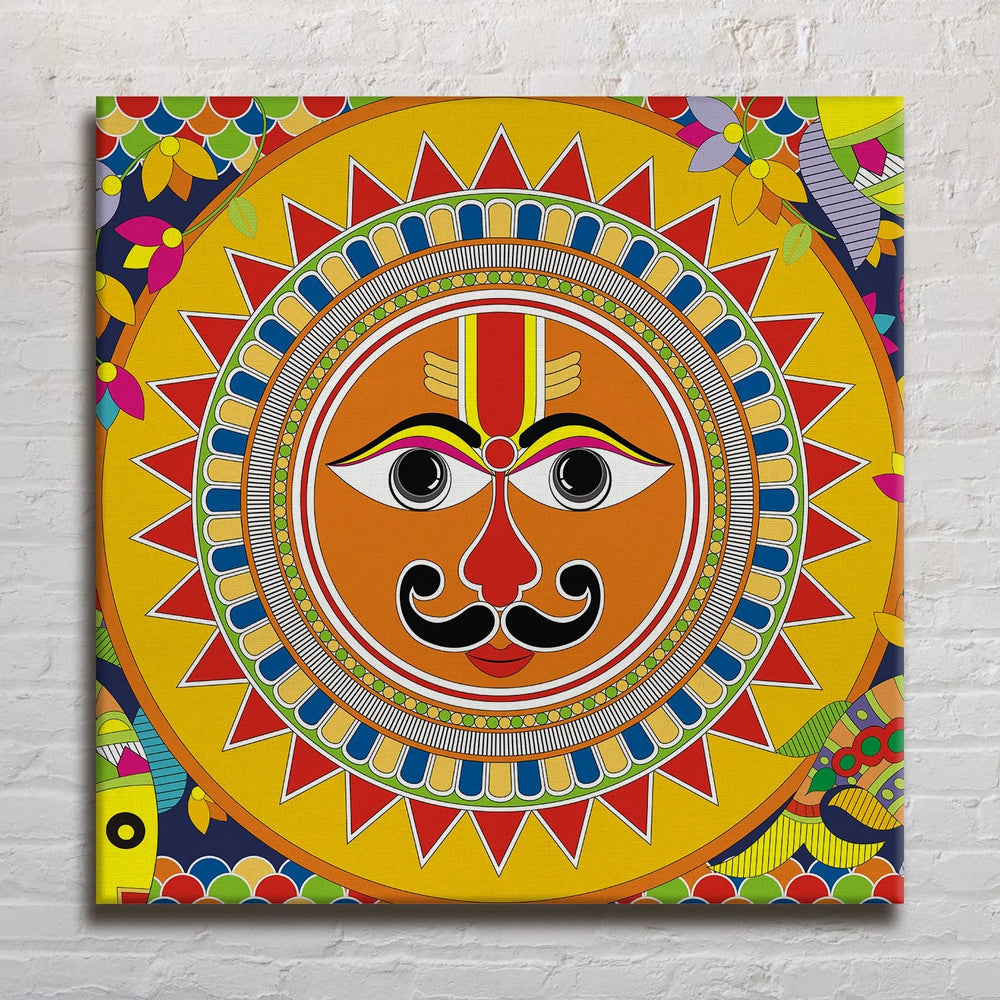 Sun Art, Madhubani Painting, Framed Abstract Canvas Wall Art for Bedroom Eurotex