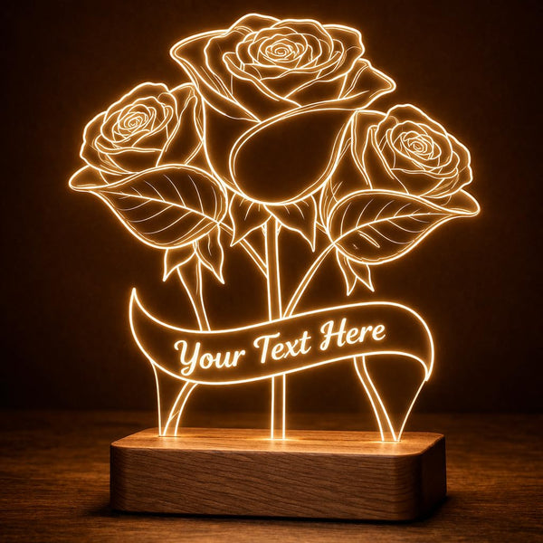Eurotex Custom Beautiful Roses Led Lamp for Couple And Gift
