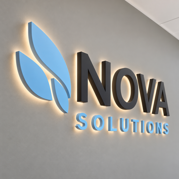 3D Acrylic Logo Sign with Warm White LED – Office Reception