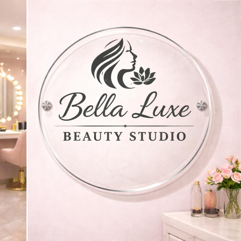 Eurotex Custom Name Plate for Shop, Parlour & Salon (Clear Acrylic)