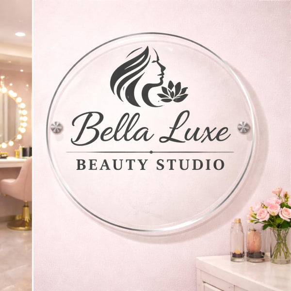 Eurotex Custom Name Plate for Shop, Parlour & Salon (Clear Acrylic)