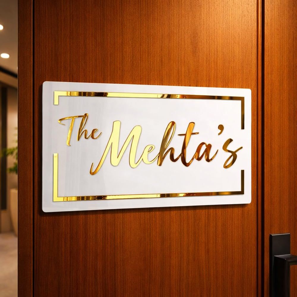 Eurotex Custom Name Plate for House or Office (White Acrylic)