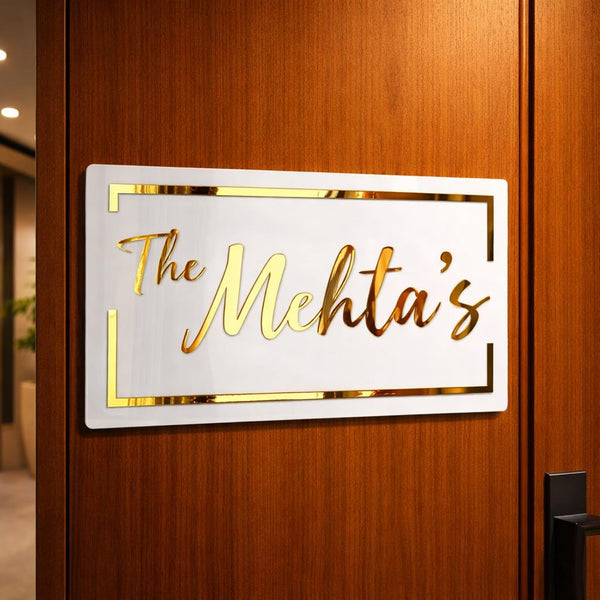 Eurotex Custom Name Plate for House or Office (White Acrylic)