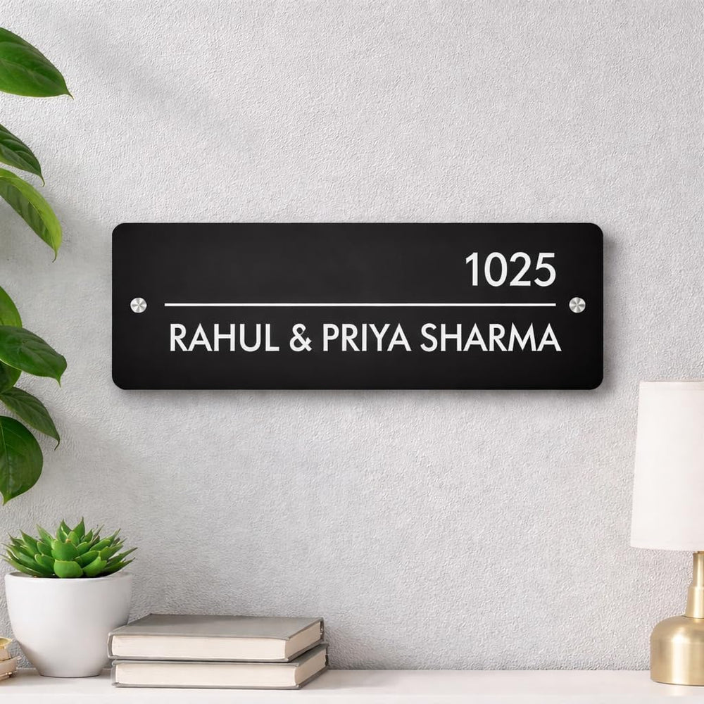 Eurotex Custom Name Plate for House Address (Black Acrylic)