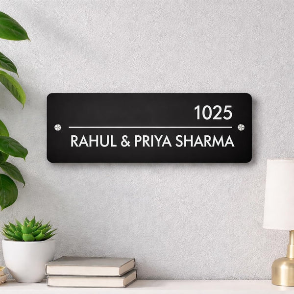 Eurotex Custom Name Plate for House Address (Black Acrylic)