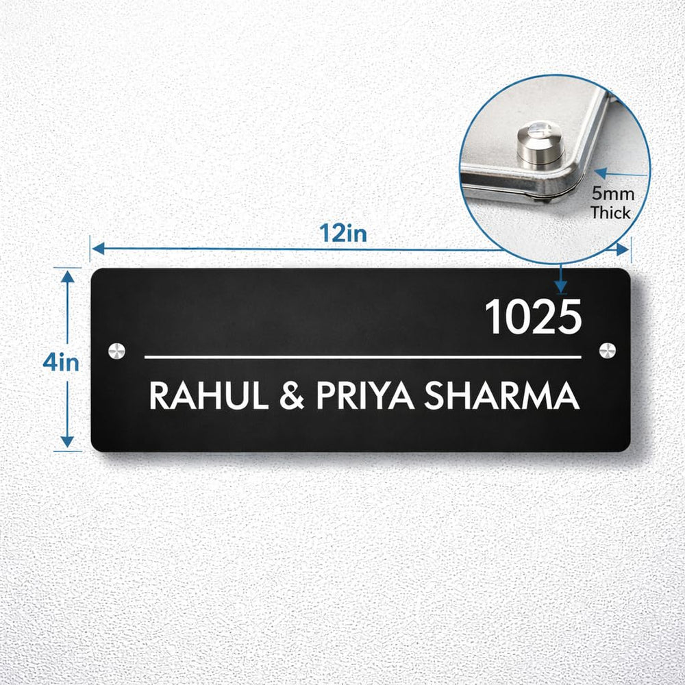 Eurotex Custom Name Plate for House Address (Black Acrylic)