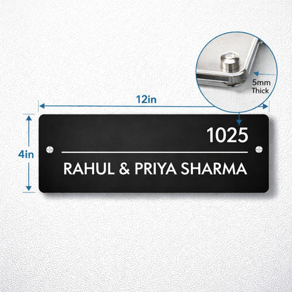 Eurotex Custom Name Plate for House Address (Black Acrylic)