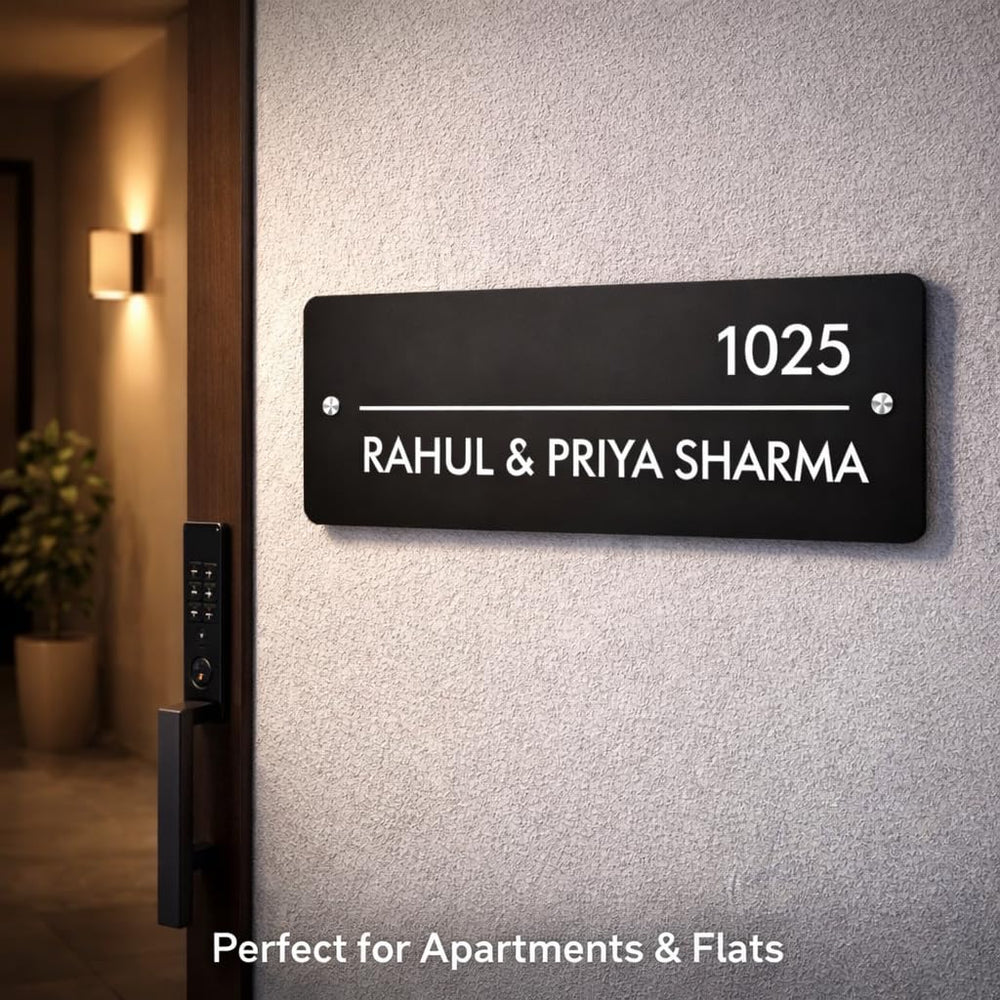 Eurotex Custom Name Plate for House Address (Black Acrylic)