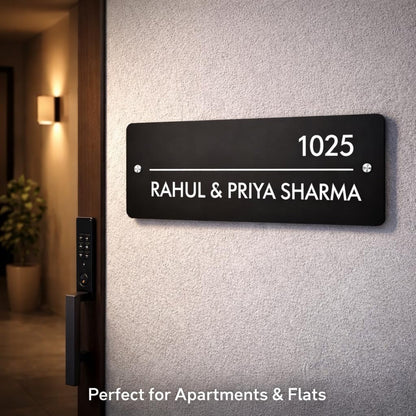 Eurotex Custom Name Plate for House Address (Black Acrylic)