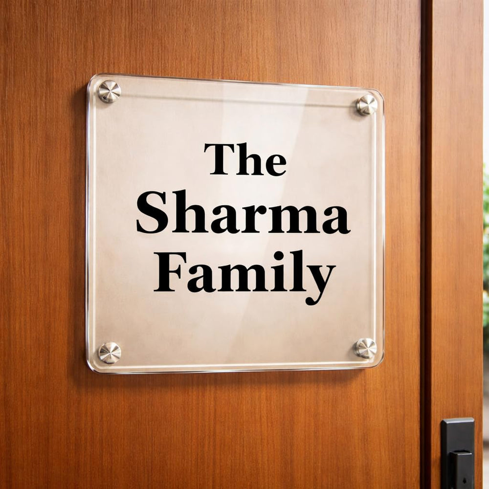 Eurotex Custom Name Plate for Personal & Home (Black With Golden Acrylic)