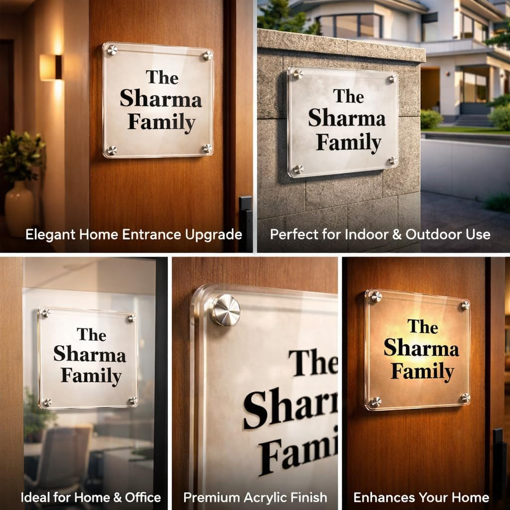 Eurotex Custom Name Plate for Personal & Home (Black With Golden Acrylic)