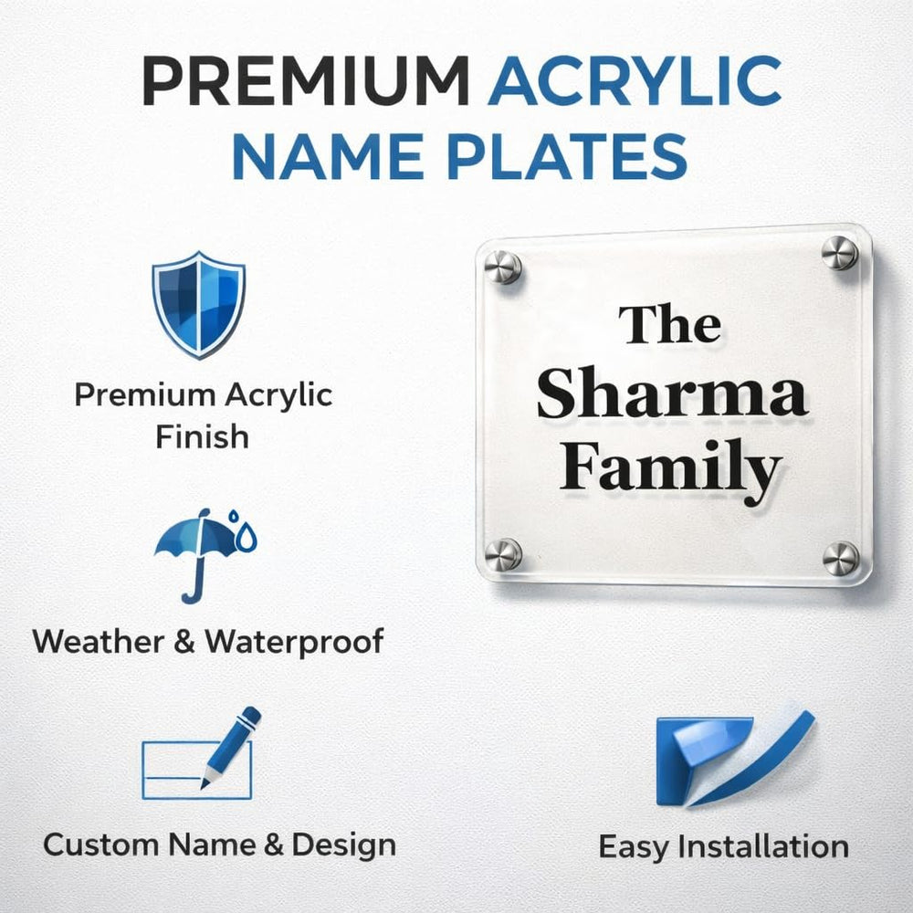 Eurotex Custom Name Plate for Personal & Home (Black With Golden Acrylic)