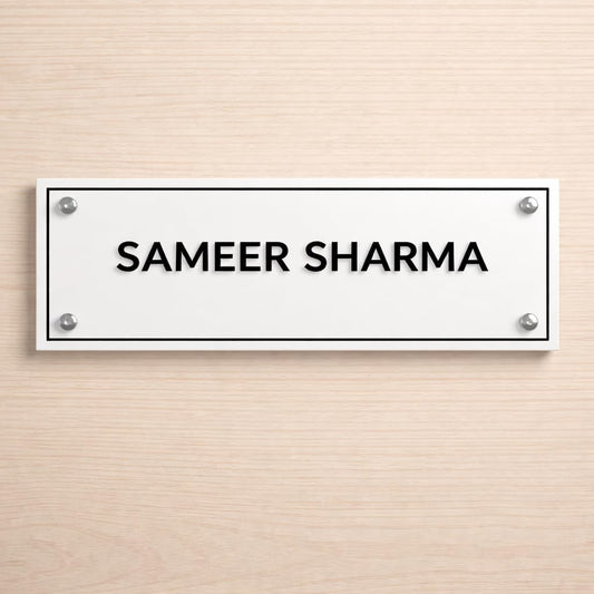 Eurotex Custom Name Plate for Personal Name (White Acrylic)