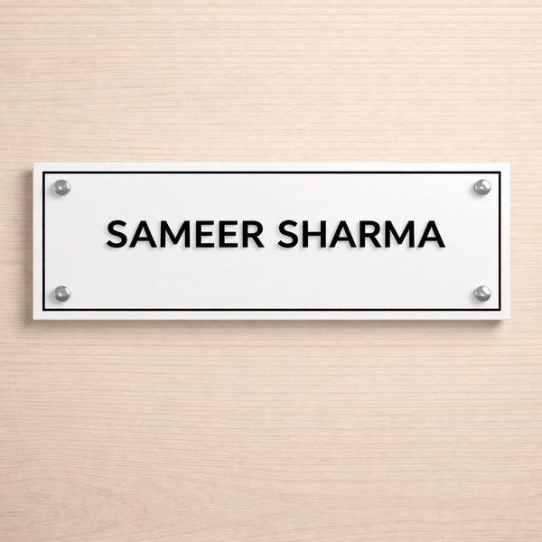 Eurotex Custom Name Plate for Personal Name (White Acrylic)