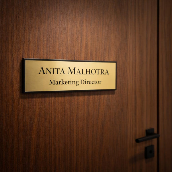 Eurotex Custom Name Plate for Office (Golden Acrylic)