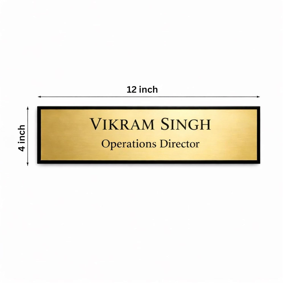 Eurotex Custom Name Plate for Office (Golden Acrylic)