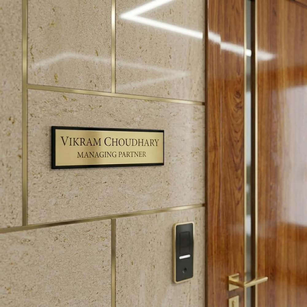 Eurotex Custom Name Plate for Office (Golden Acrylic)
