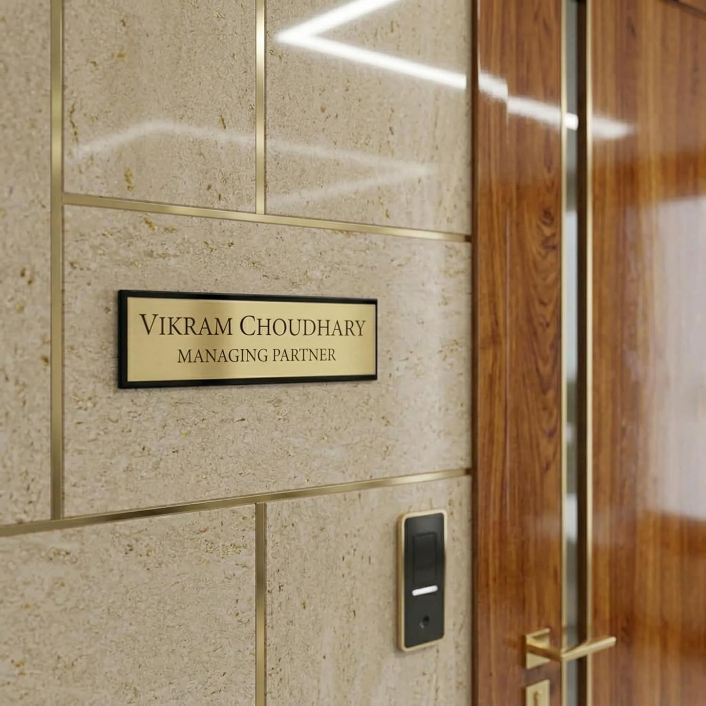 Eurotex Custom Name Plate for Office (Golden Acrylic)