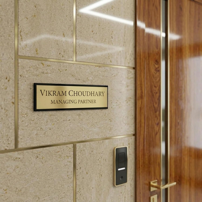 Eurotex Custom Name Plate for Office (Golden Acrylic)