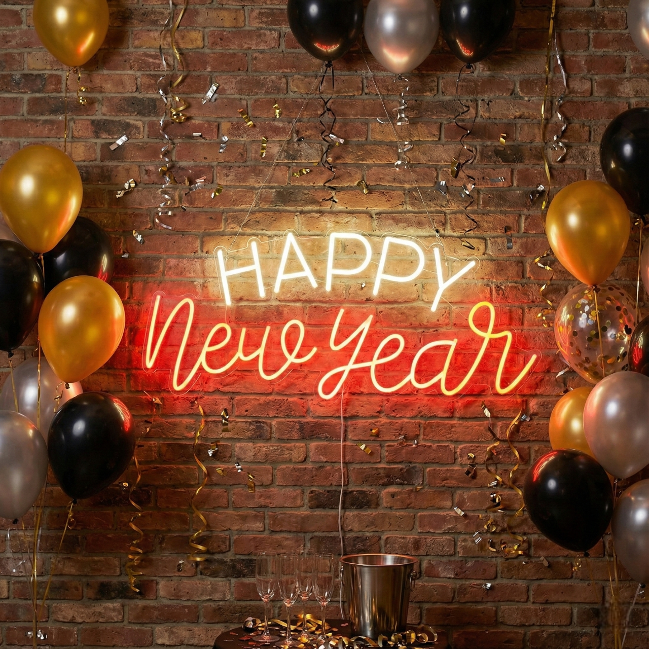 Happy New Year Neon Sign | LED Light Up New Year Decoration (30In x 15In)