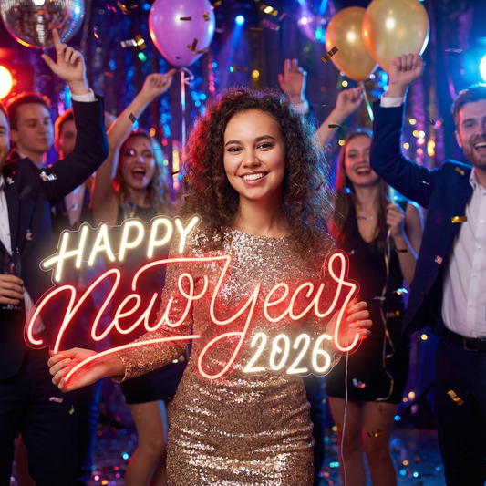 Happy New Year 2026 Neon Light | LED Happy New Year Sign for Party Decor (30In x 18In)