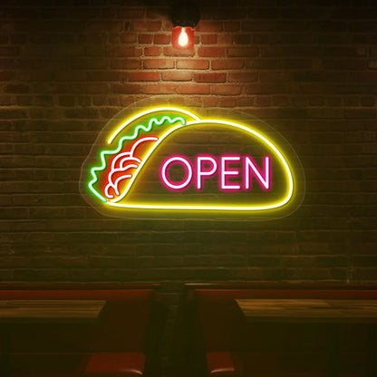 Open Tacos Led Custom LED Restaurant Signs | Backlit Glow Boards & Open Signs (24In x 15In)