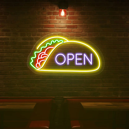Open Tacos Led Custom LED Restaurant Signs | Backlit Glow Boards & Open Signs (24In x 15In)