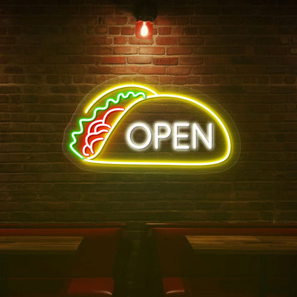 Open Tacos Led Custom LED Restaurant Signs | Backlit Glow Boards & Open Signs (24In x 15In)