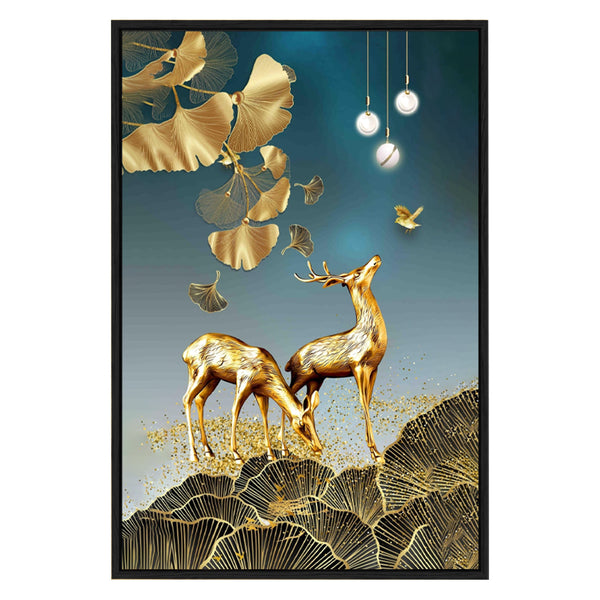 Eurotex Golden Deer Portrait, Canvas Printed, Wall Art & Paintings