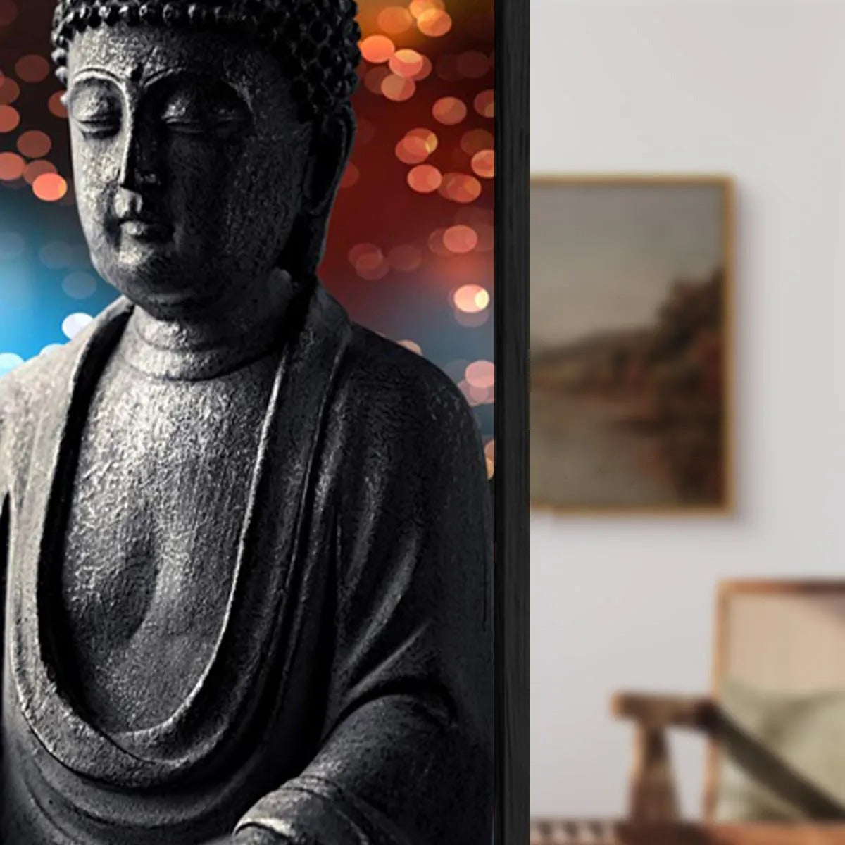 Eurotex Gautam Buddha Statue, Framed Wall Hangings for Living Room (24x36 In) Eurotex