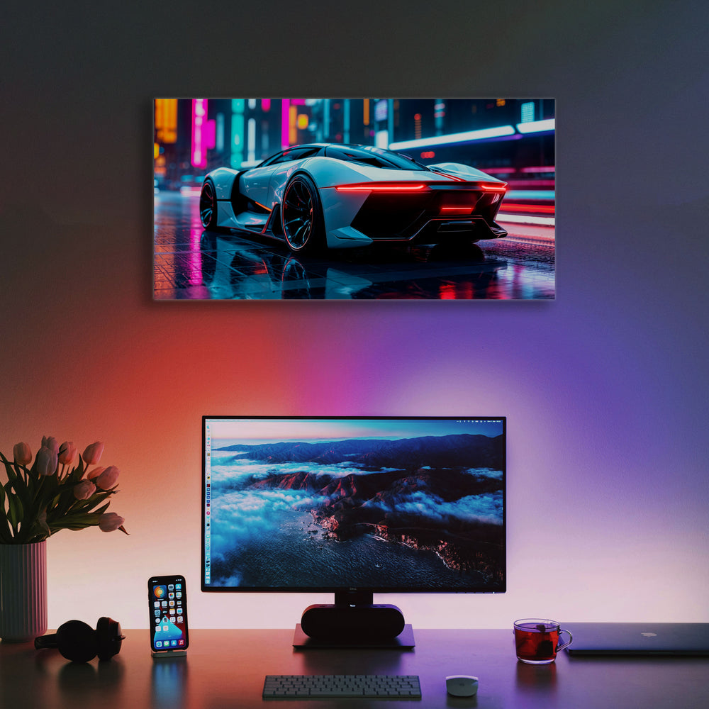 fabsouk Neon Supercar Poster for Bedroom, Living Room, Gift Wall Decor (PORSHE)
