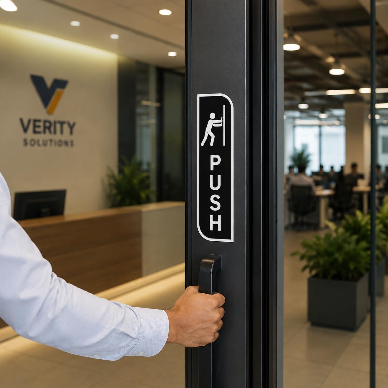 Black Push & Pull Door Sign Set Acrylic – Minimalist Vertical Door Plaques for Office, Retail Store, Cafe, Restaurant, Glass Door & Commercial Entrance