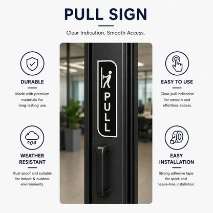 Black Push & Pull Door Sign Set Acrylic – Minimalist Vertical Door Plaques for Office, Retail Store, Cafe, Restaurant, Glass Door & Commercial Entrance