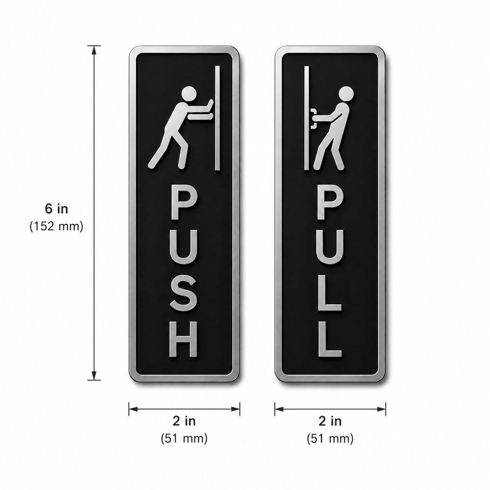 Modern Acrylic Push & Pull Door Sign Set for Office, Shop, Cafe & Business Entrance – Minimalist Black and Silver Acrylic Door Plaques for Commercial Buildings, Retail Stores, Restaurants, Glass Doors, and Contemporary Interior Decor